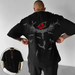 T-Shirt Streetwear Naruto - Mangekyou Sharingan "Kamui" & Corbeaux (Kakashi / Obito)