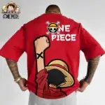 T-Shirt One Piece – La Promesse de Luffy Rouge avec Marque X et Logo Crâne