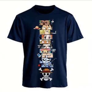 T-Shirt One Piece Homme – Motif Graphique Luffy, Zoro & Ace (Style Harajuku)
