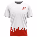 T-shirt Naruto - Minato Namikaze Édition Konoha Blanc et Rouge