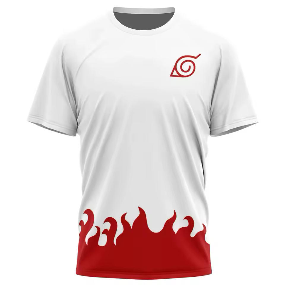 T-shirt Naruto - Minato Namikaze Édition Konoha Blanc et Rouge