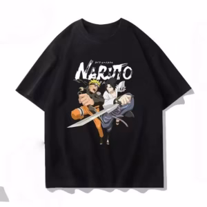 T-shirt Noir Naruto et Sasuke en Combat - Édition Affrontement Ultime