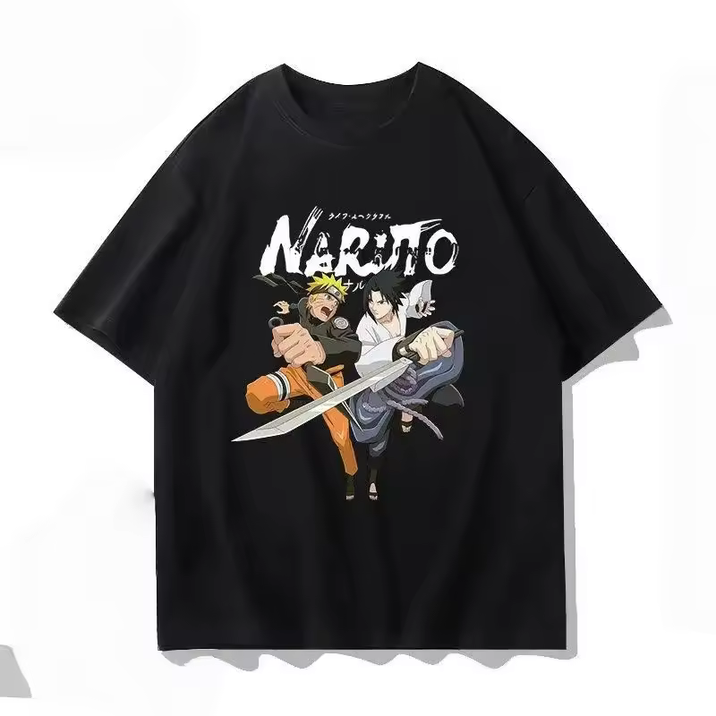 T-shirt Noir Naruto et Sasuke en Combat - Édition Affrontement Ultime