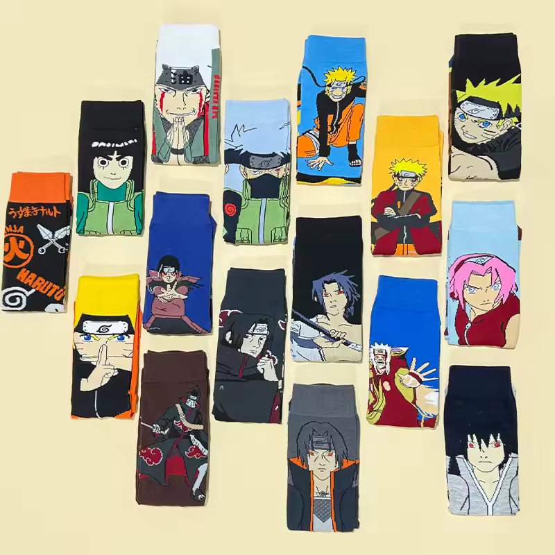 Lot de 6 Paires de Chaussettes Aléatoire Naruto - Édition Style Hip-Hop – Image 2
