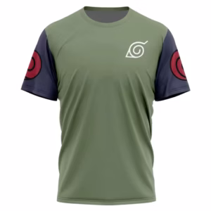 T-shirt Ninja Konoha - Édition Spéciale Col Vert et Manches Courtes