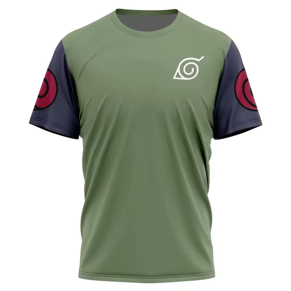 T-shirt Ninja Konoha - Édition Spéciale Col Vert et Manches Courtes