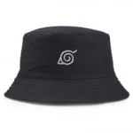 Bob Naruto Konoha noir avec symboles du village caché de la feuille