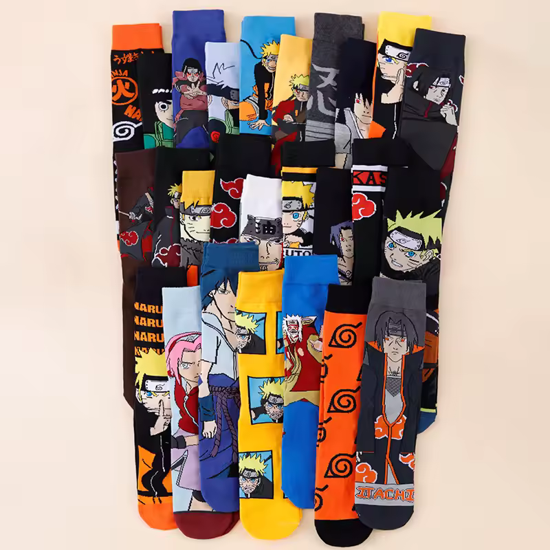 Lot de 6 paires de chaussettes Naruto style hip-hop