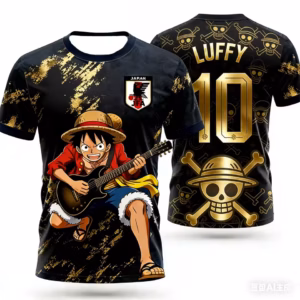 Maillot football Luffy One piece guitare Noir et or