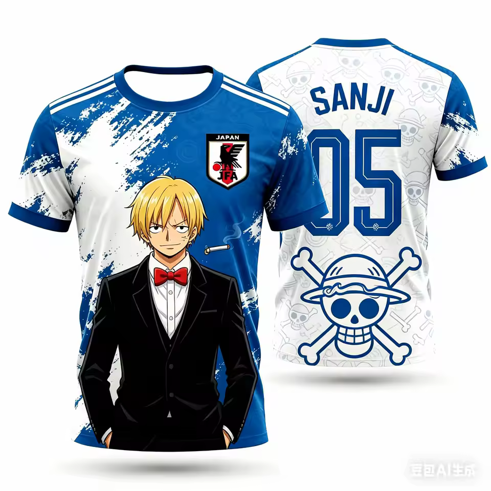 Maillot de football One Piece imprimé double face pour fans d'anime