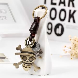 Porte-clés en cuir et acier inoxydable One Piece