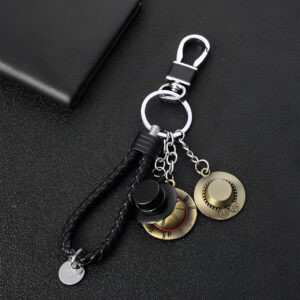Porte-clés One Piece en cuir avec les chapeaux de Sabo, Luffy et Ace