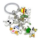 Porte-clés One Piece Five Jolly Roger avec les symboles de Luffy, Zoro, Sanji, Nami et Usopp