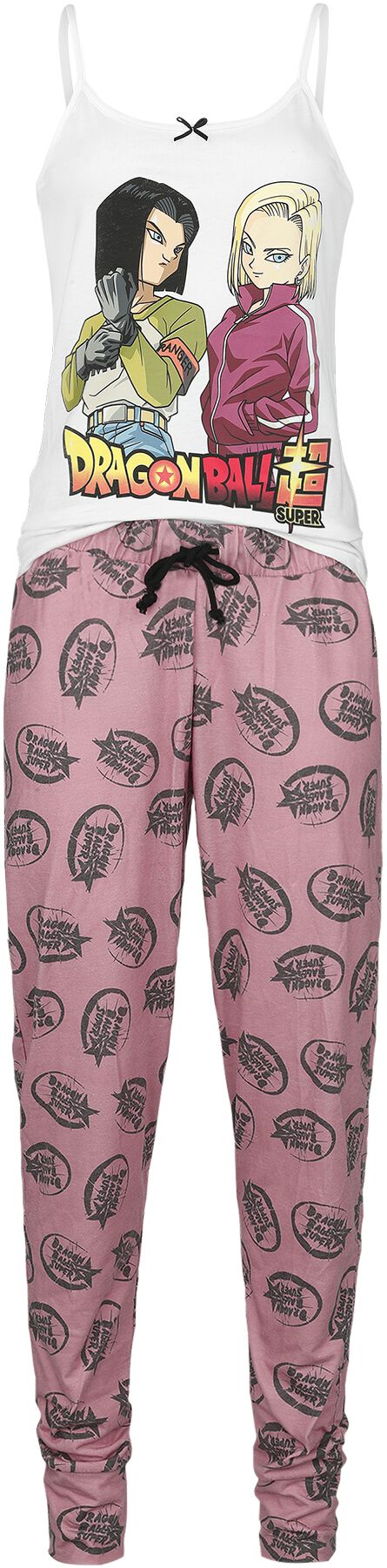 Pyjama Dragon Ball Super Android Pair blanc et rose pour femme