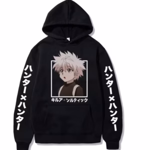 Sweat à capuche noir Hunter x Hunter avec Kirua Zoldik