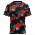T-shirt Akatsuki noir et rouge multi nuage inspiré de l'univers Naruto