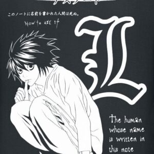 T-shirt noir Death Note pour homme vue de face - vue 2