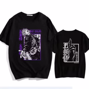T-shirt noir et violet Jujutsu Kaisen avec Satoru Gojo