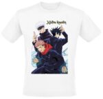 T-shirt blanc Jujutsu Kaisen motif Trio avec Yuji, Megumi et Nobara