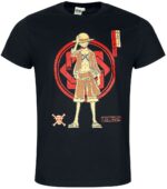 T-shirt noir Monkey D. Luffy One Piece de face