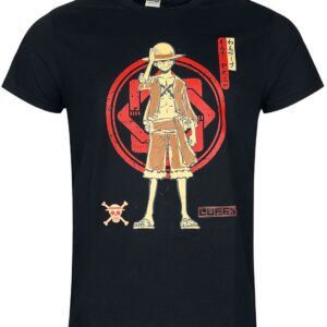 T-shirt noir Monkey D. Luffy One Piece de face