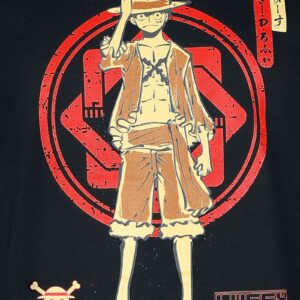 T-shirt noir Monkey D. Luffy One Piece de face - vue 2