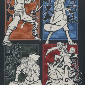 T-Shirt noir Naruto Shippuden avec visuel des personnages - vue 2