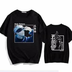 T-shirt noir Satoru Gojo avec bandeau Jujutsu Kaisen