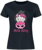 T-shirt noir Hello Kitty manches courtes vue principale