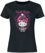 T-shirt noir Hello Kitty manches courtes vue de face