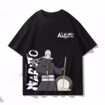 T-shirt noir homme masqué avec guitare de combat inspiré de Naruto