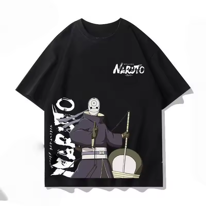 T-shirt noir homme masqué avec guitare de combat inspiré de Naruto