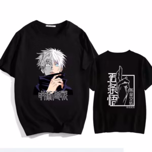 T-shirt noir Satoru Gojo Jujutsu Kaisen pour fans d'anime
