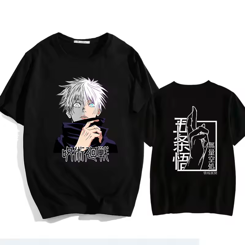 T-shirt noir Satoru Gojo Jujutsu Kaisen pour fans d'anime