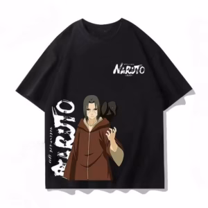 T-shirt noir Uchiwa Itachi avec son corbeau - Animedream