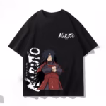 T-shirt noir Uchiwa Madara bras croisés style streetwear anime