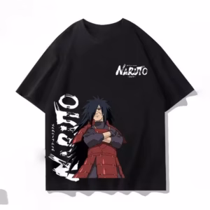 T-shirt noir Uchiwa Madara bras croisés style streetwear anime