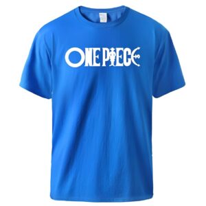 T-shirt One Piece coloris bleu porté