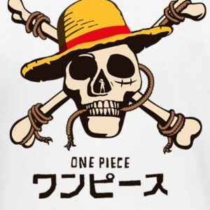 T-shirt blanc One Piece motif crâne vue de face - vue 2