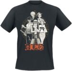 T-shirt noir One Piece motif groupe menant l'équipage