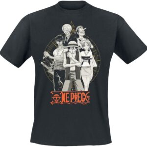 T-shirt noir One Piece motif groupe menant l'équipage