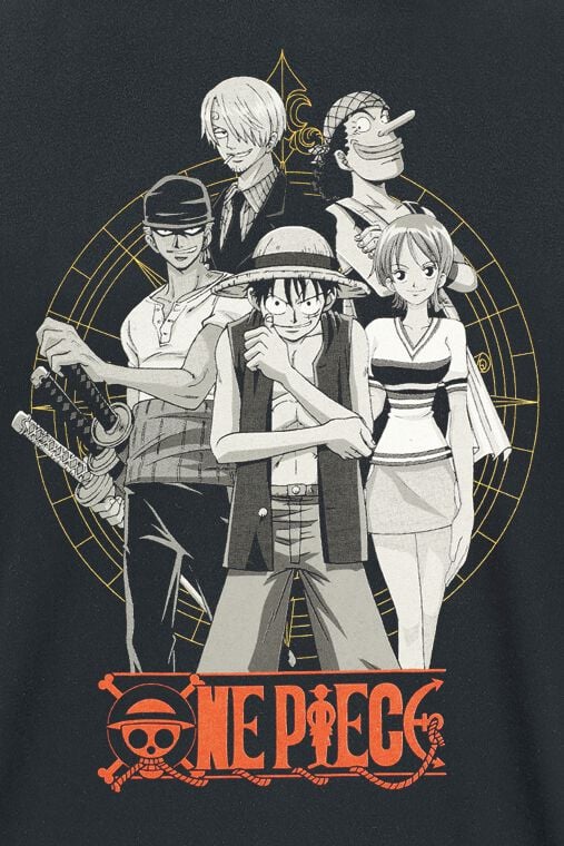 T-shirt noir One Piece motif groupe menant l'équipage - vue 2