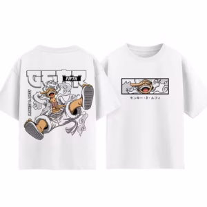 T-shirt blanc et rouge One Piece Luffy Gear 5 - vue 2