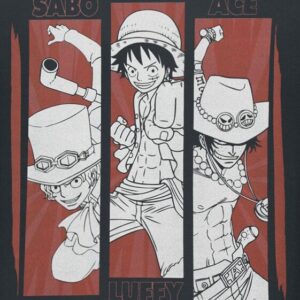T-Shirt noir One Piece avec motif Luffy, Sabo et Ace - vue 2