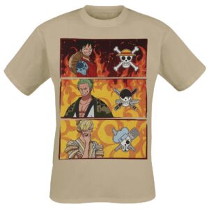 T-Shirt One Piece couleur sable représentant Luffy, Zoro et Sanji