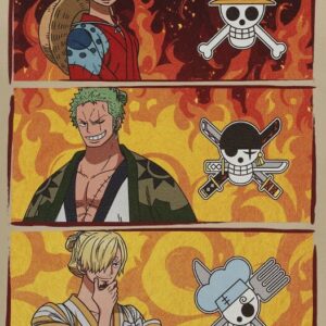 T-Shirt One Piece couleur sable représentant Luffy, Zoro et Sanji - vue 2