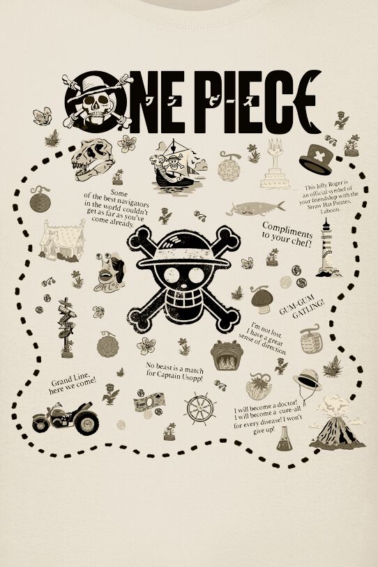 T-shirt One Piece Treasure Map couleur naturel face avant
