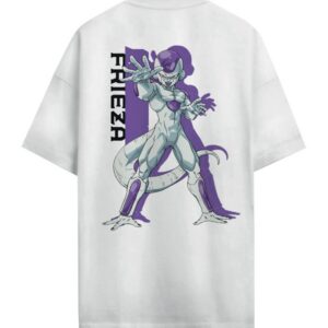 T-shirt oversize blanc Freezer Dragon Ball Z vue de face et dos - vue 2
