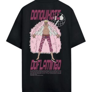 T-Shirt Oversize Noir Doflamingo One Piece vue principale - vue 2