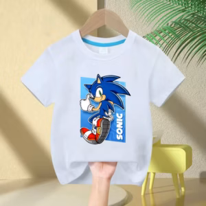T-shirt Sonic the Hedgehog en coton blanc pour enfant avec manches courtes